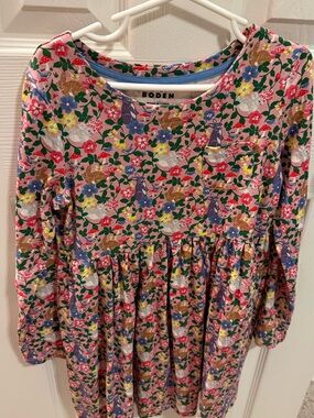 Mini Boden Pink Floral & Bunny Print Dress
